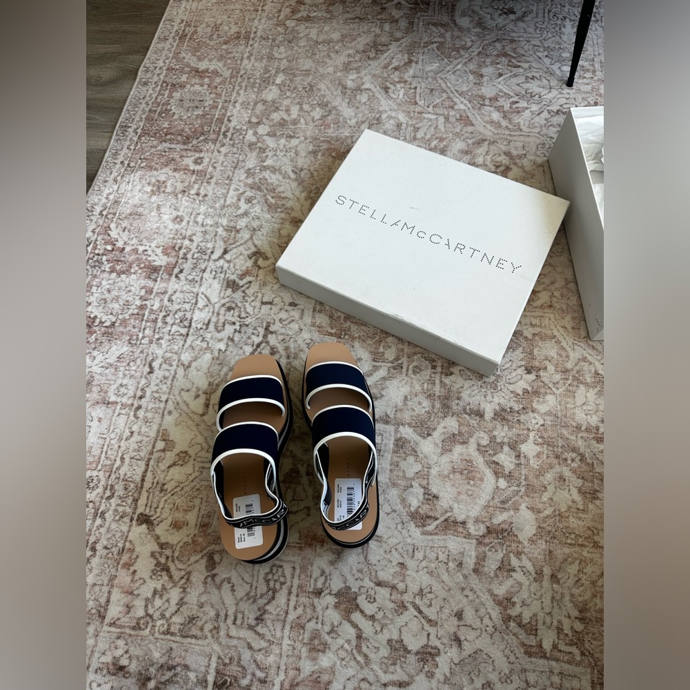 Stella McCartney Sneak-Elyse Striped Platform Sandals unworn, new